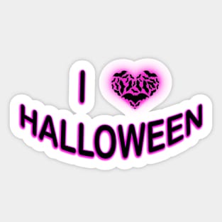 I Love Halloween (Batty Love Heart) Purple Sticker